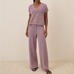 PACT matching set beachside crochet top pants lavender haze cotton linen size S